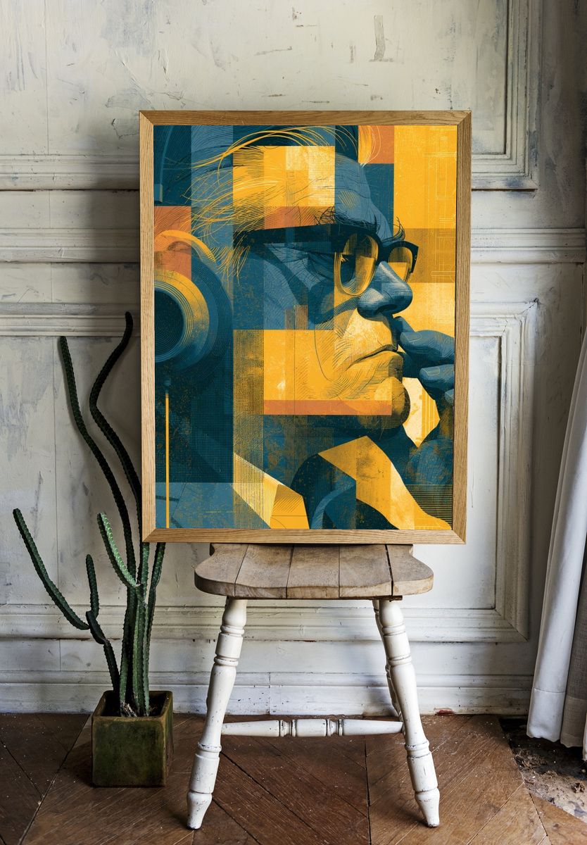 Contemplative Man Digital Art Poster. room preview