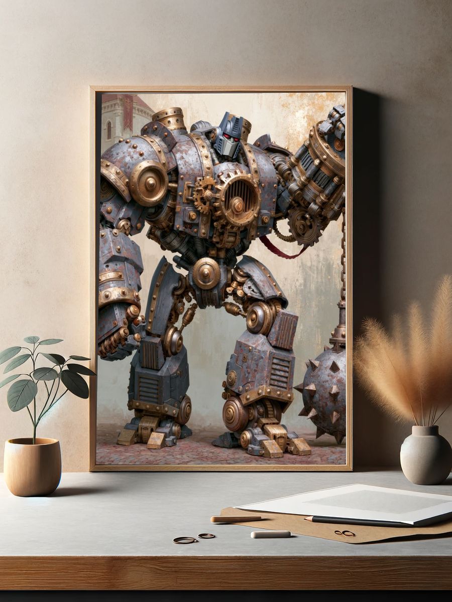 Steampunk Robot Warrior Print. — room view 2