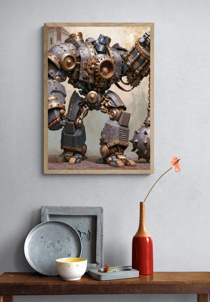 Steampunk Robot Warrior Print. — room view 3