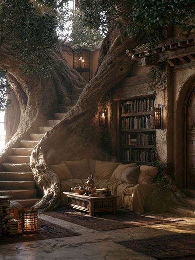 Enchanted Treehouse Interior Print. poster