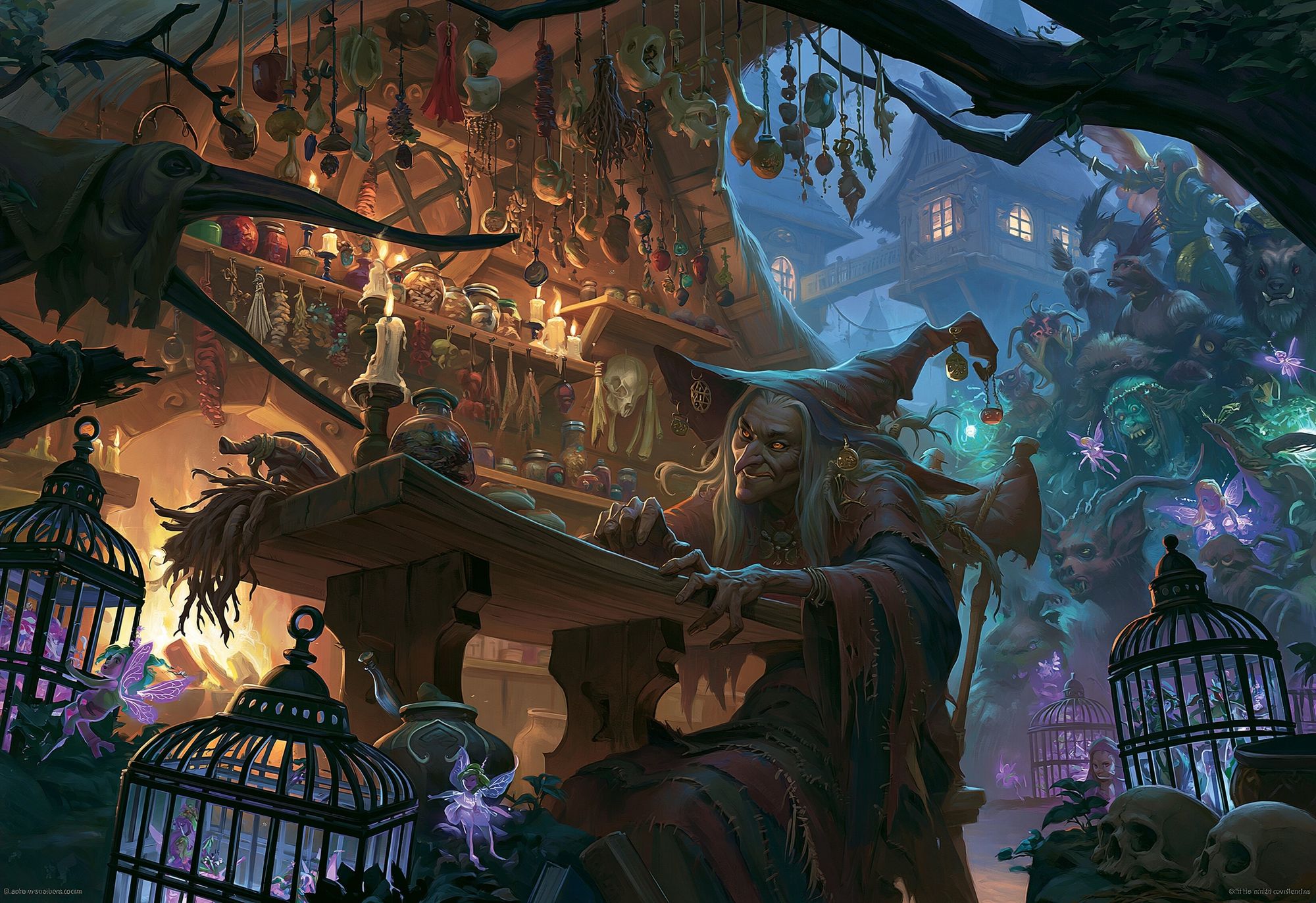 Witch Market Fantasy Illustration Poster. poster detail