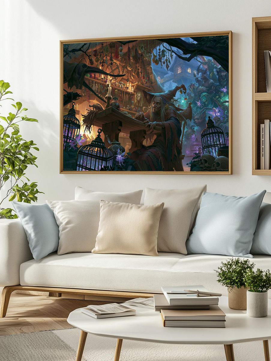 Witch Market Fantasy Illustration Poster. — room view 2
