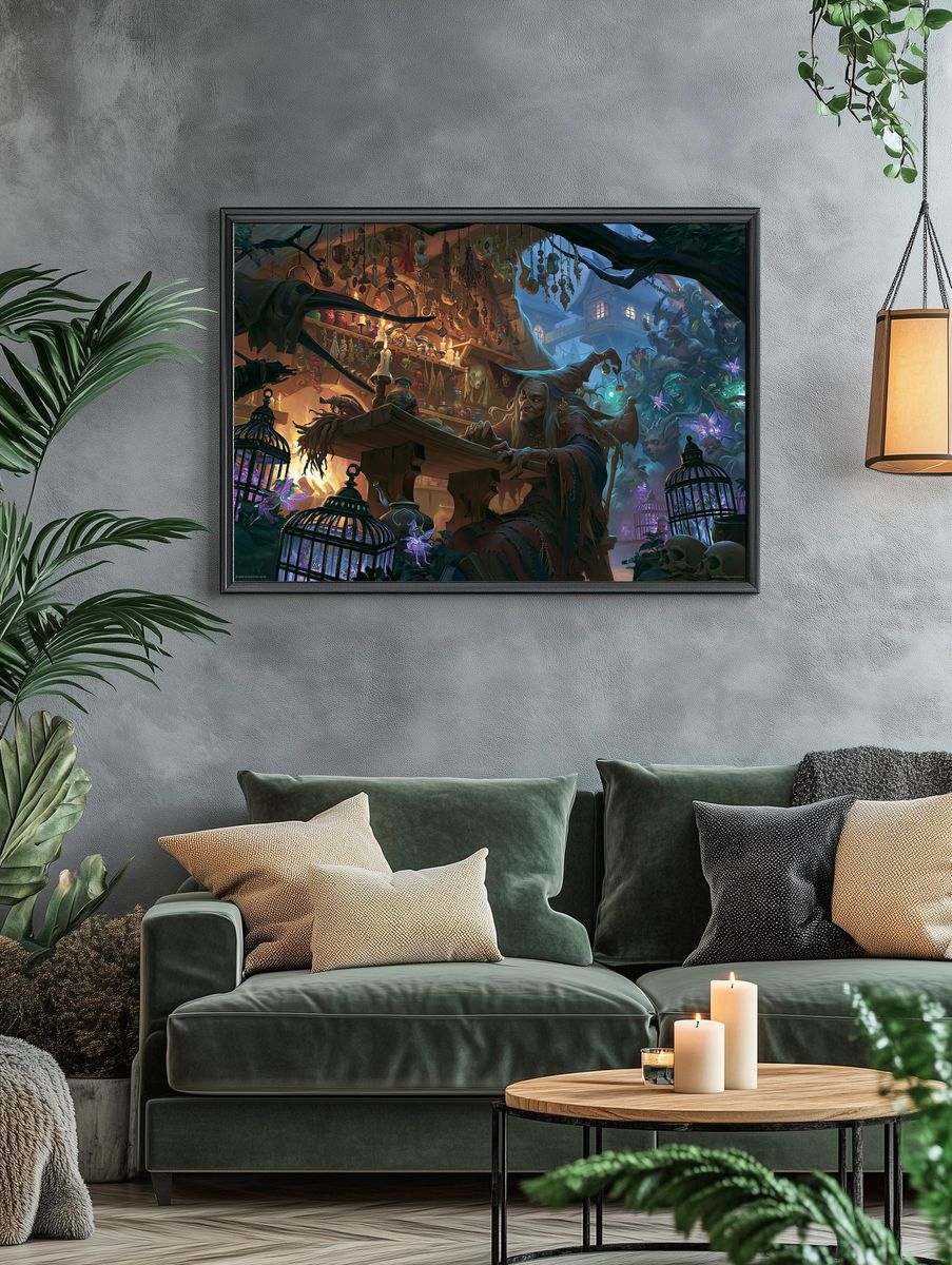 Witch Market Fantasy Illustration Poster. — room view 4
