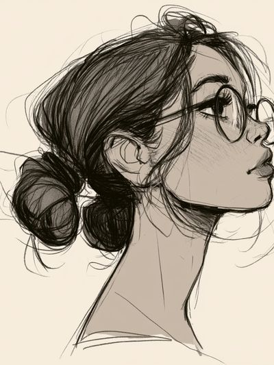 Woman Profile Sketch Print.