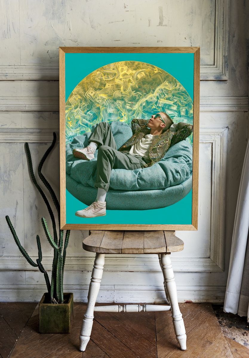Surreal Lounge Portrait Print. room preview
