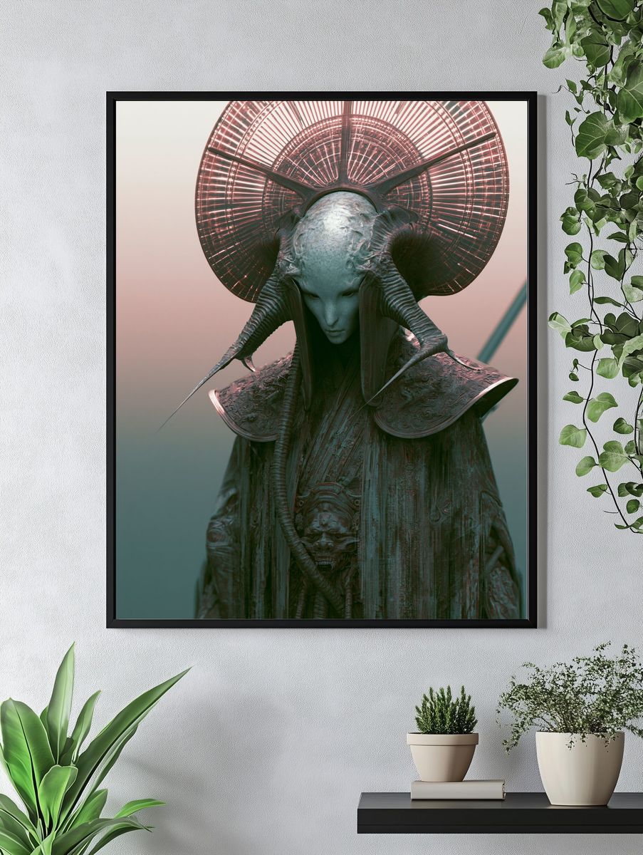 Surreal Alien Figure Illustration Poster. — room view 4