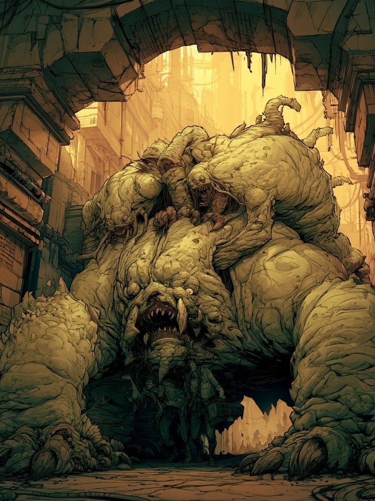 Giant Monster Alley Illustration Poster. poster — illustration art