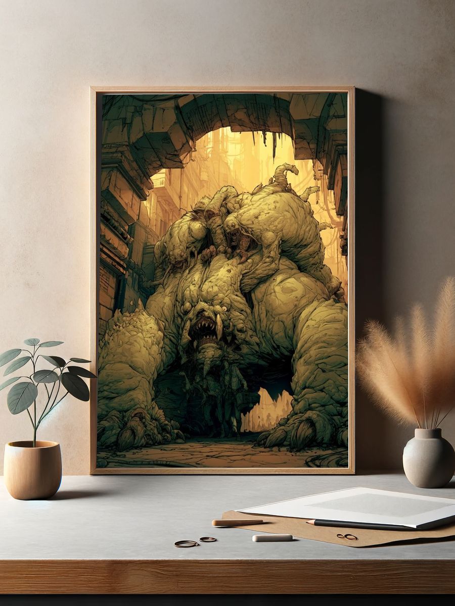 Giant Monster Alley Illustration Poster. — room view 2