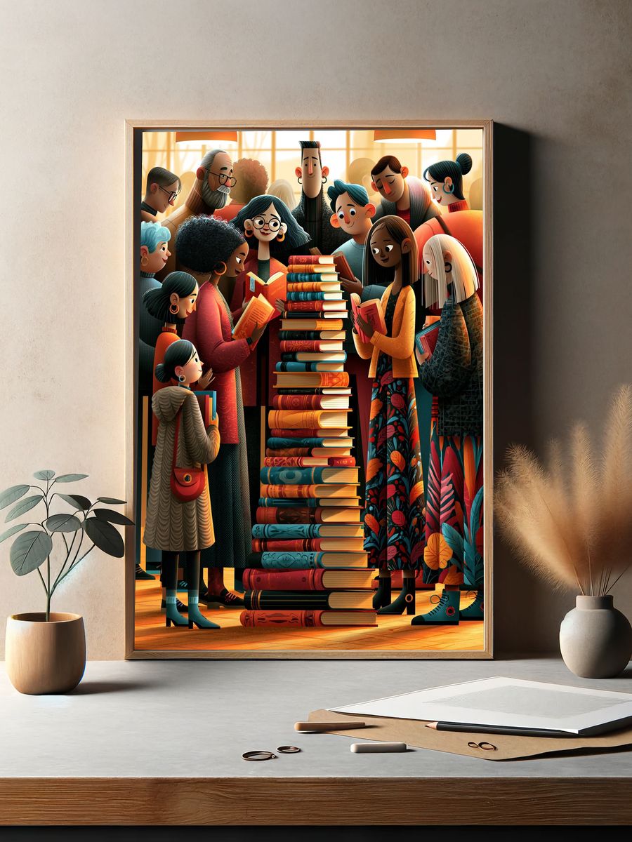 Book Lovers Illustration Poster. — room view 2