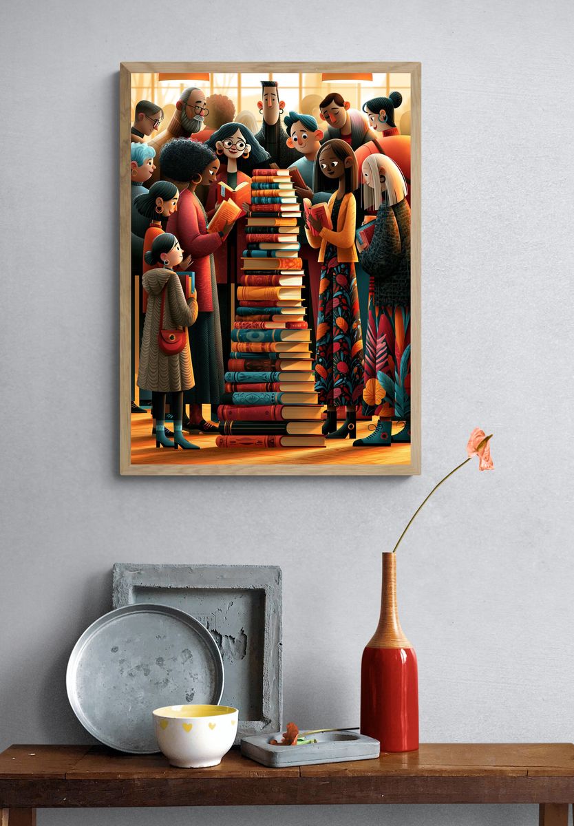 Book Lovers Illustration Poster. — room view 3