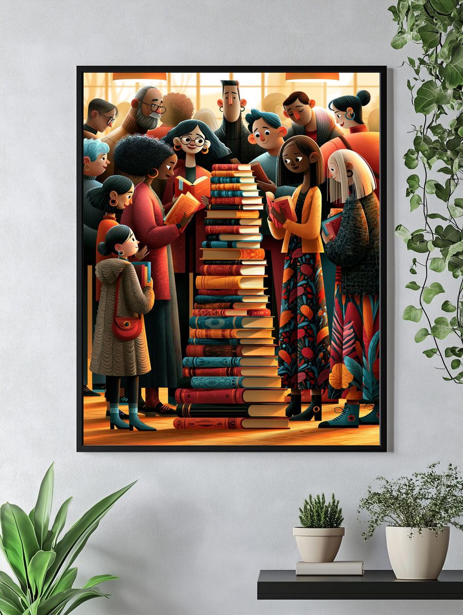 Book Lovers Illustration Poster. — room view 4