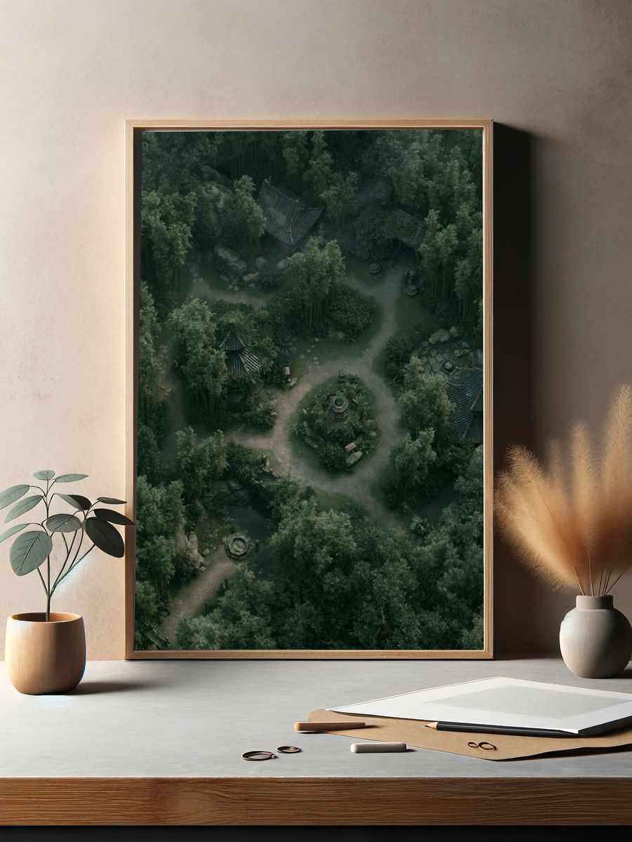 Hidden Bamboo Garden — Digital Art Print. — room view 2