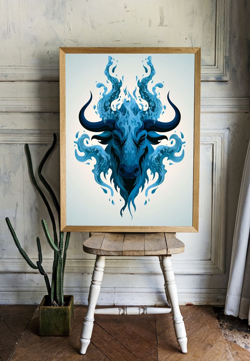 Water Buffalo Illustration Poster. room preview