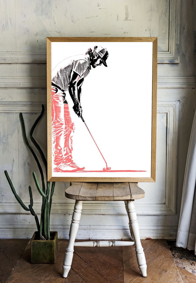 Golfer Silhouette Illustration Poster. — room view 1