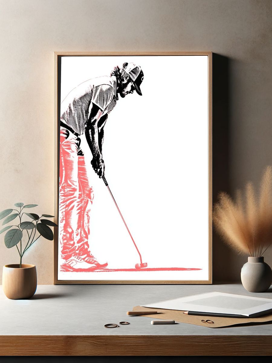 Golfer Silhouette Illustration Poster. — room view 2