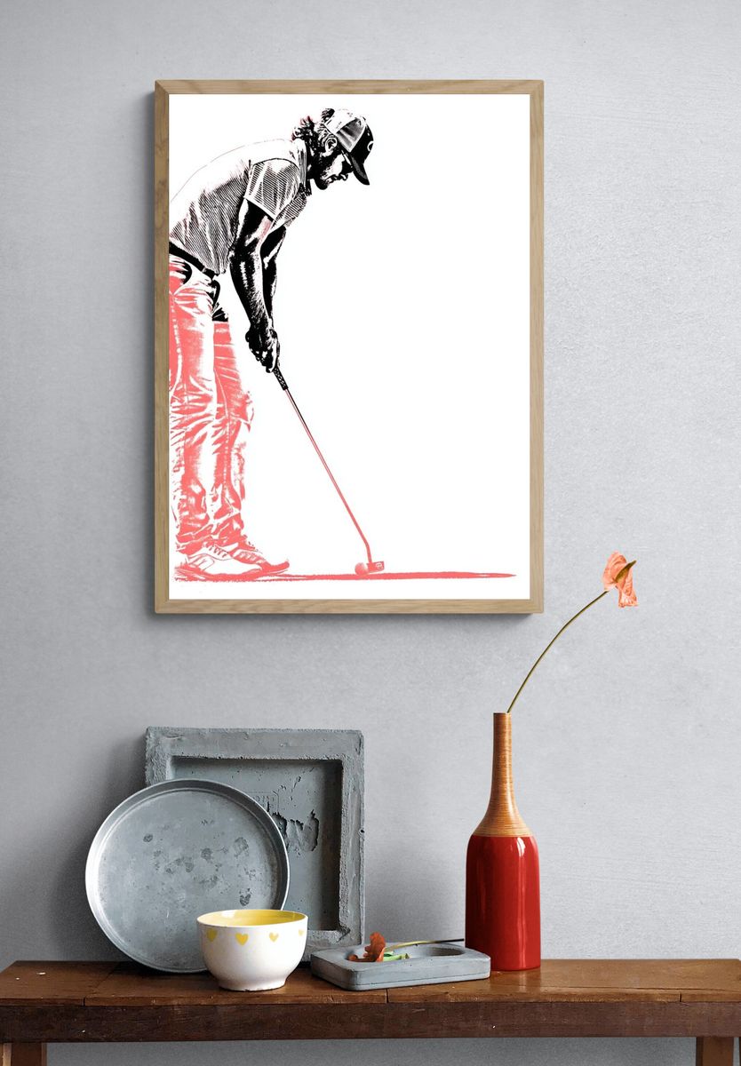 Golfer Silhouette Illustration Poster. — room view 3