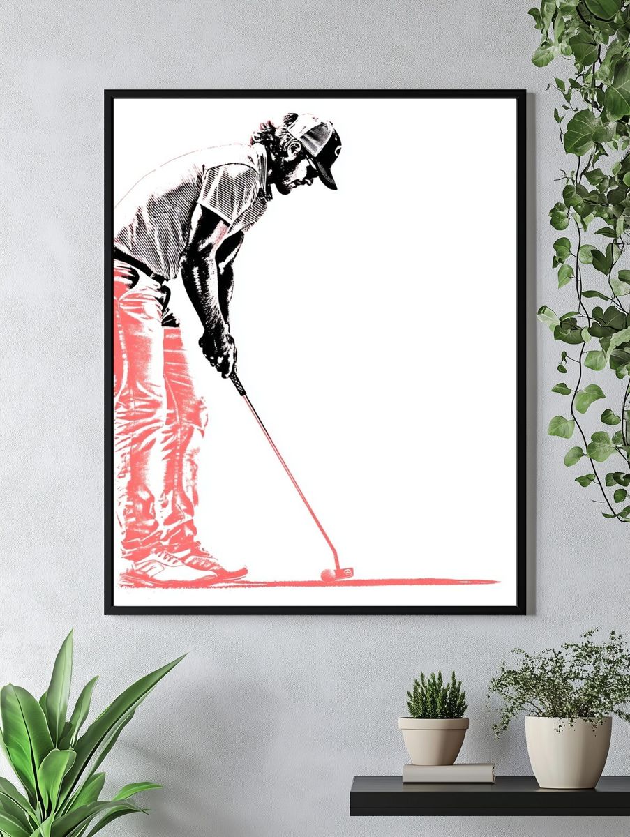 Golfer Silhouette Illustration Poster. — room view 4