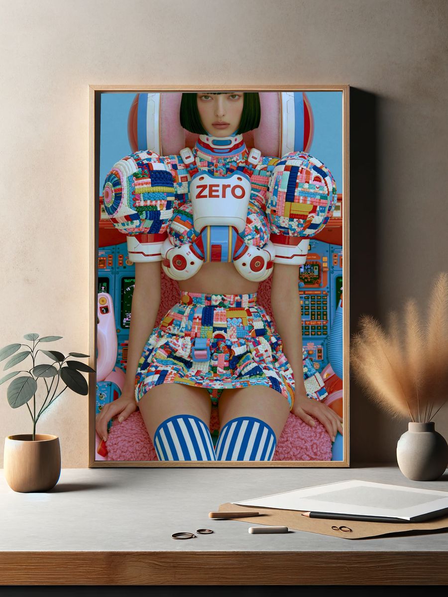 Futuristic Zero Portrait Print. — room view 2