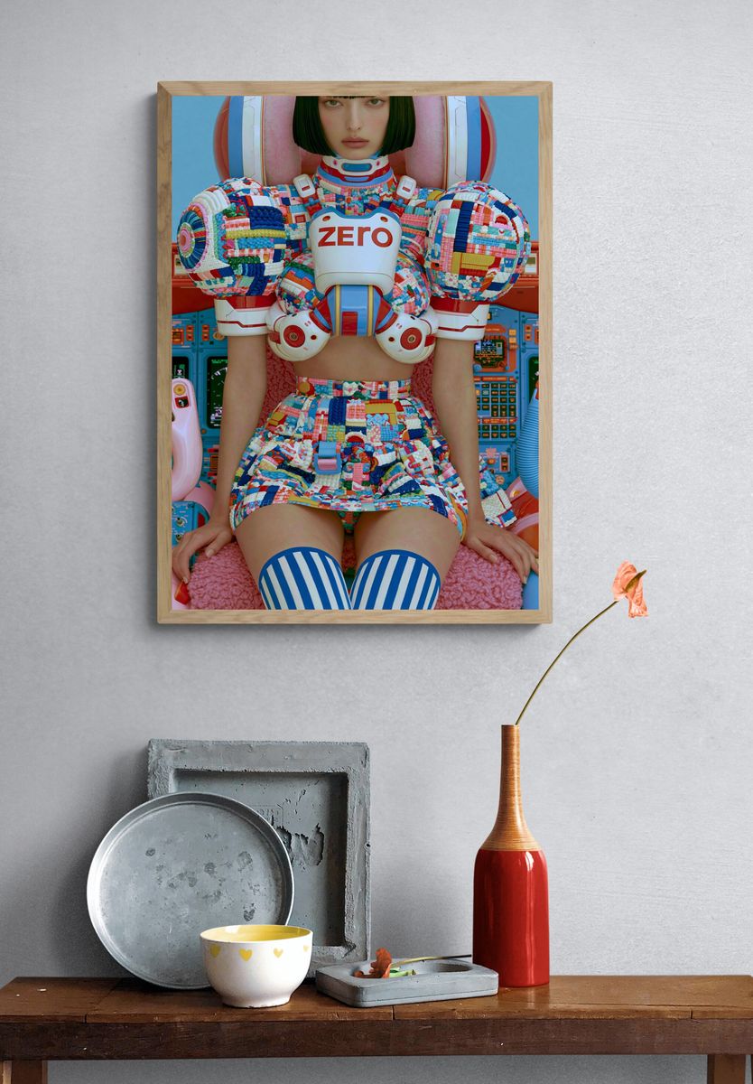 Futuristic Zero Portrait Print. — room view 3