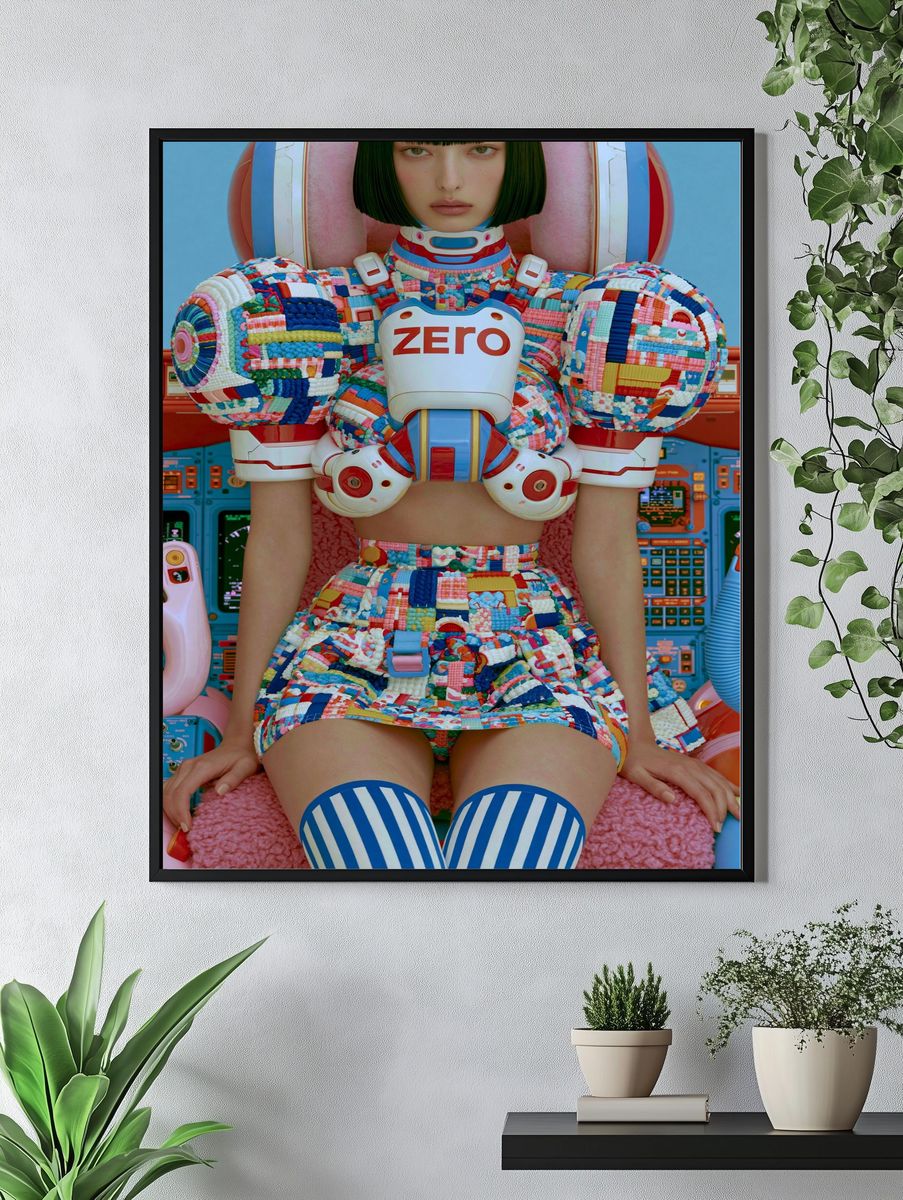 Futuristic Zero Portrait Print. — room view 4