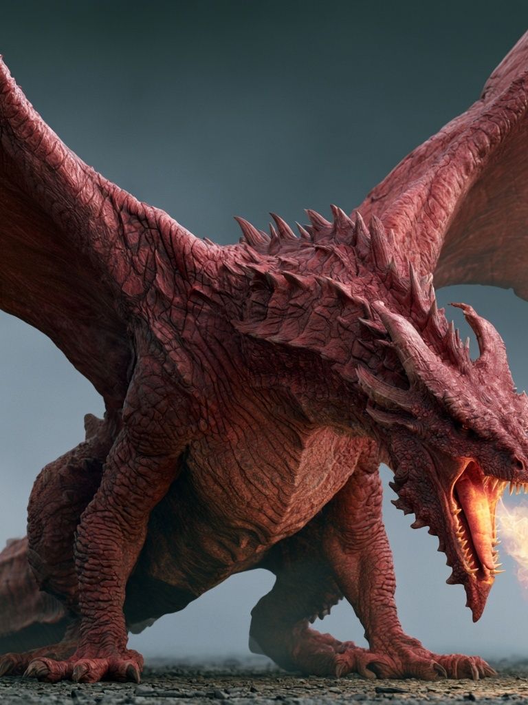 Fire-Breathing Dragon Illustration Poster. poster detail