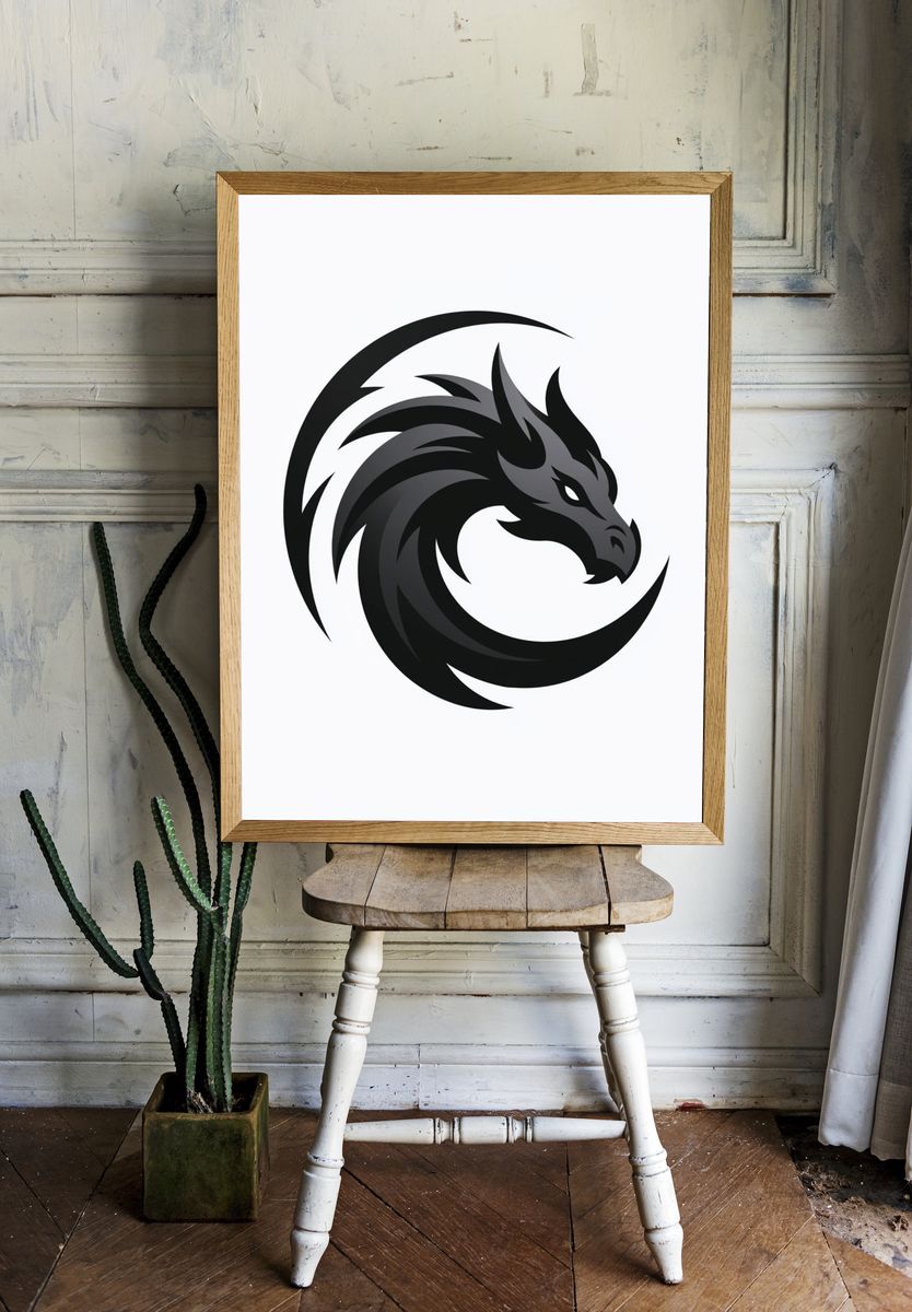 Dragon Emblem Illustration Poster. — room view 1