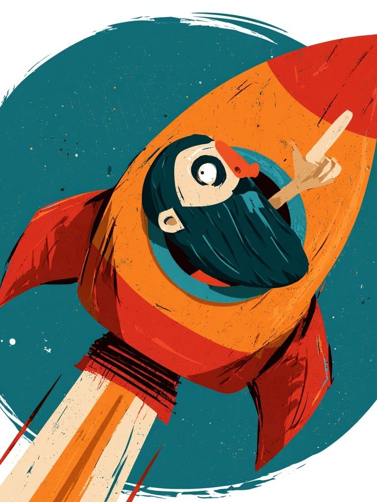 Rocket Beard Illustration Poster. poster — illustration art