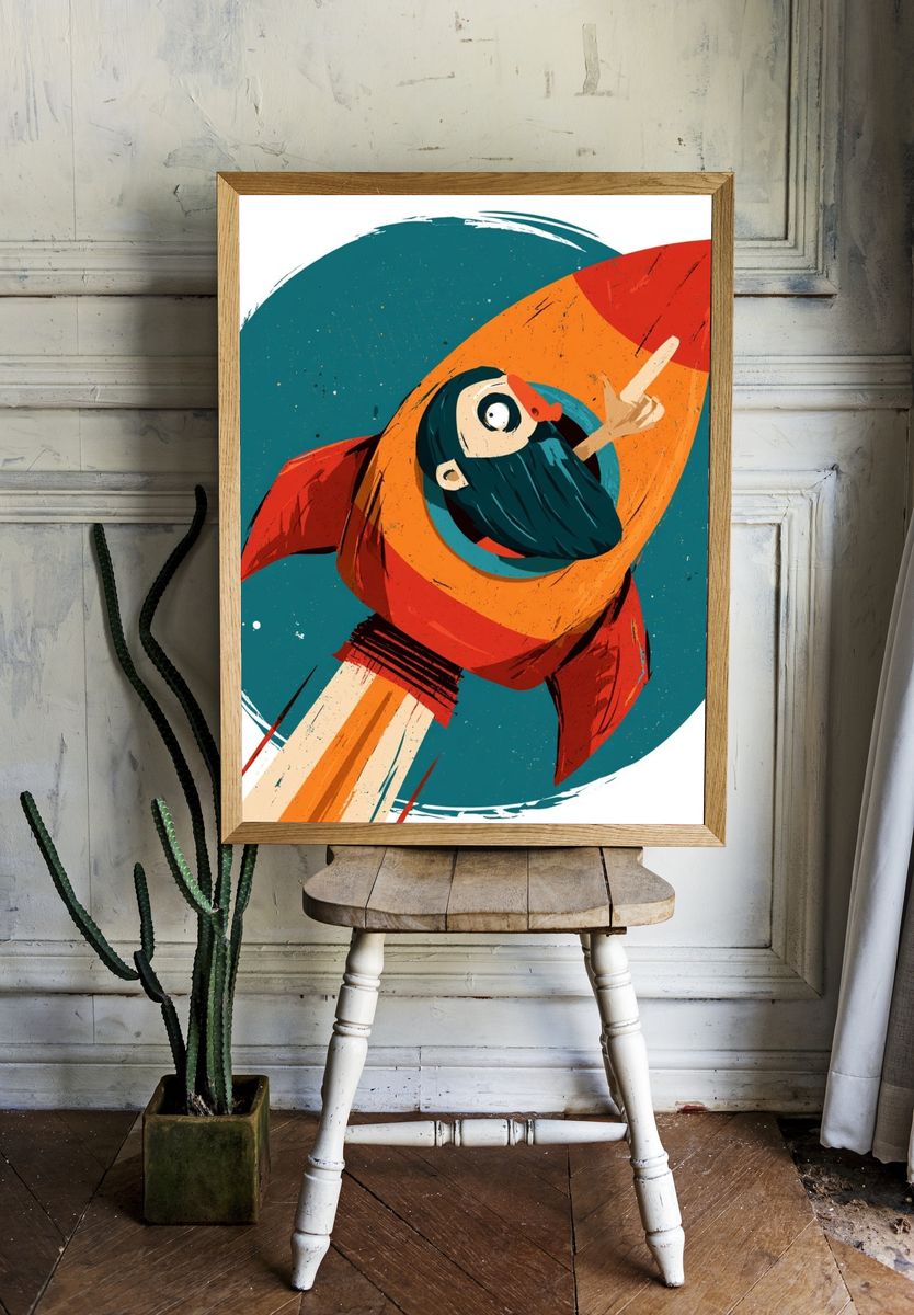 Rocket Beard Illustration Poster. room preview
