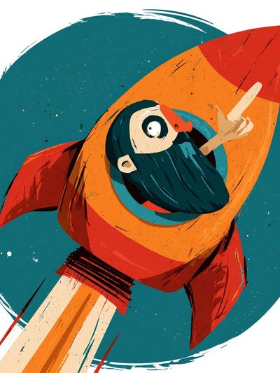 Rocket Beard Illustration Poster.
