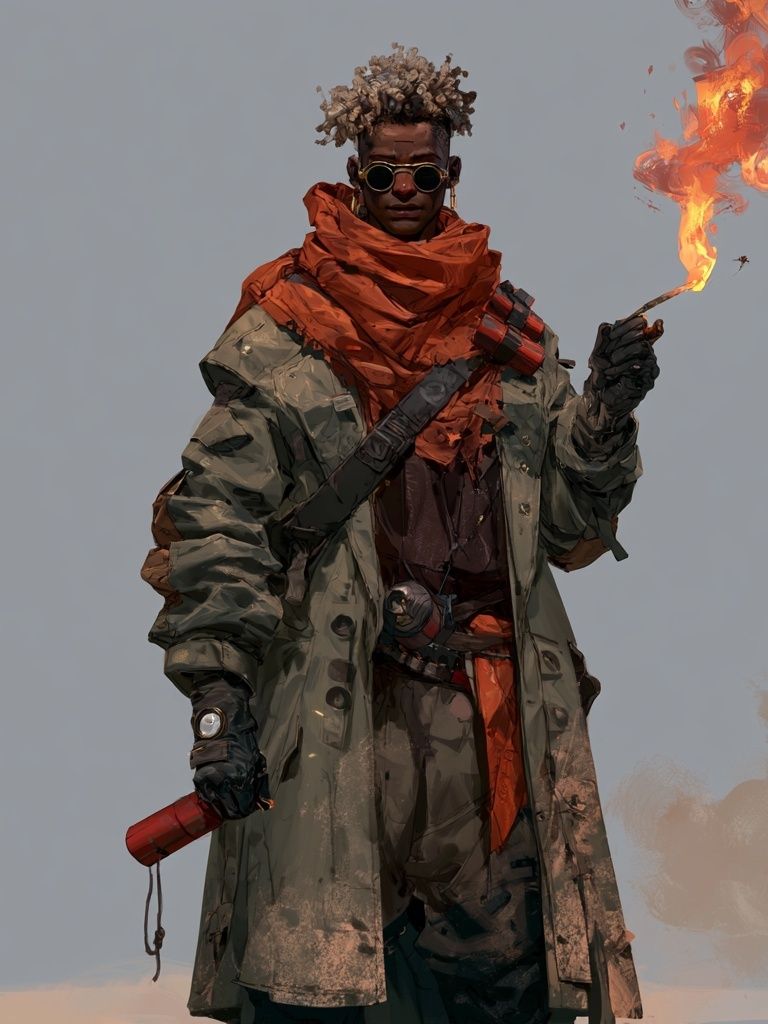 Flame-Wielding Explorer Illustration Poster. poster detail
