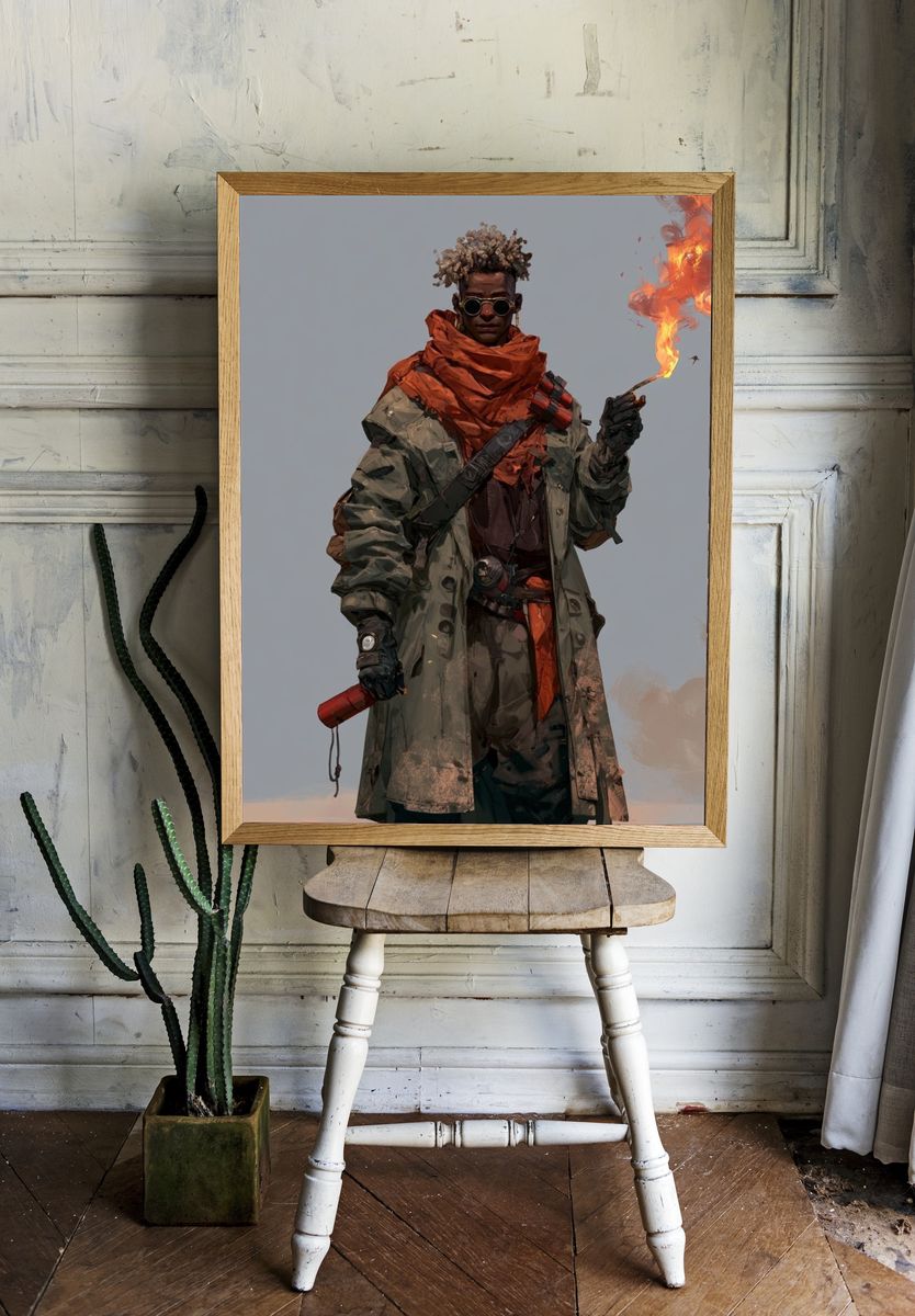 Flame-Wielding Explorer Illustration Poster. room preview