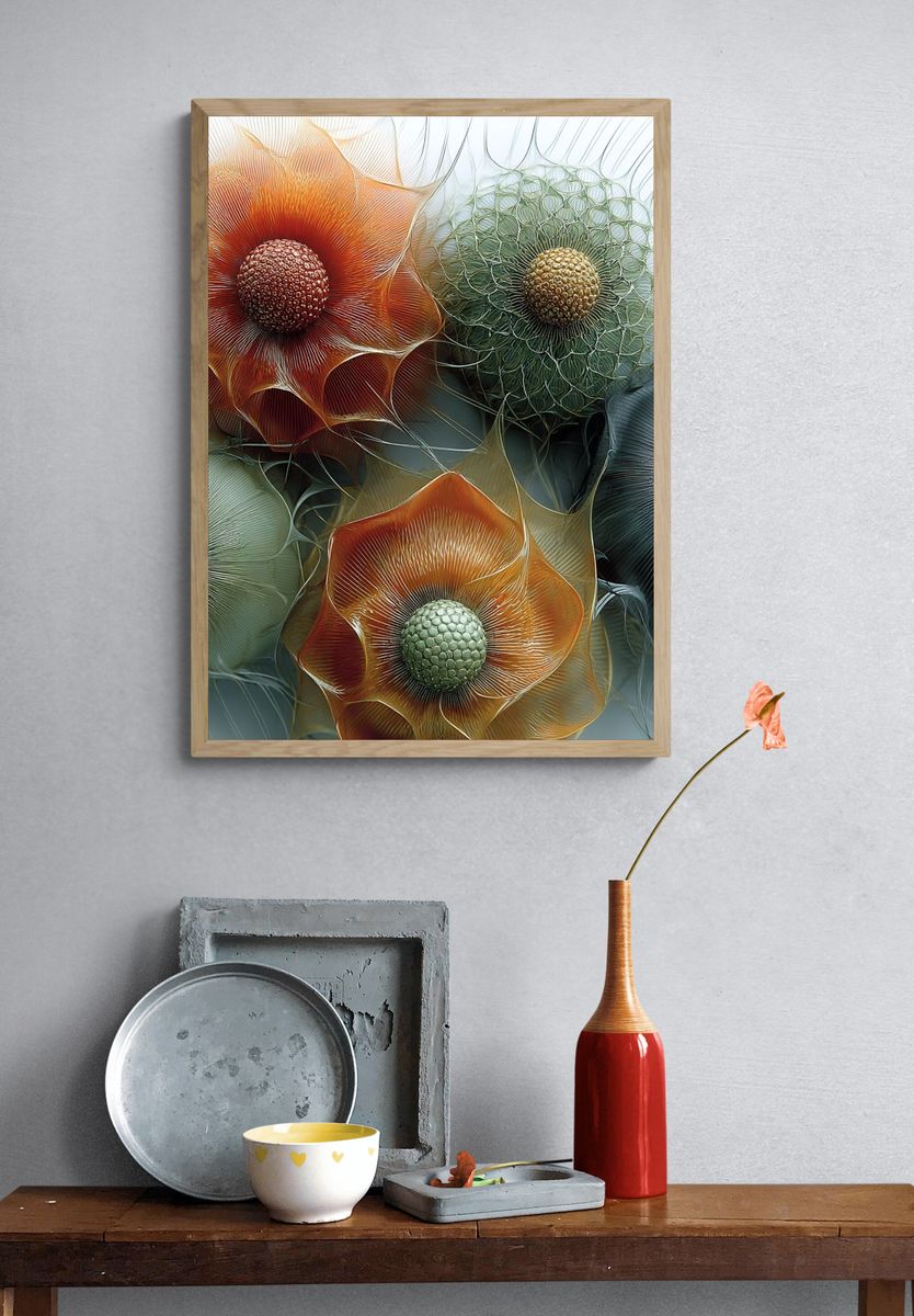 Beautiful woman surrounded nature illustration. — room view 3