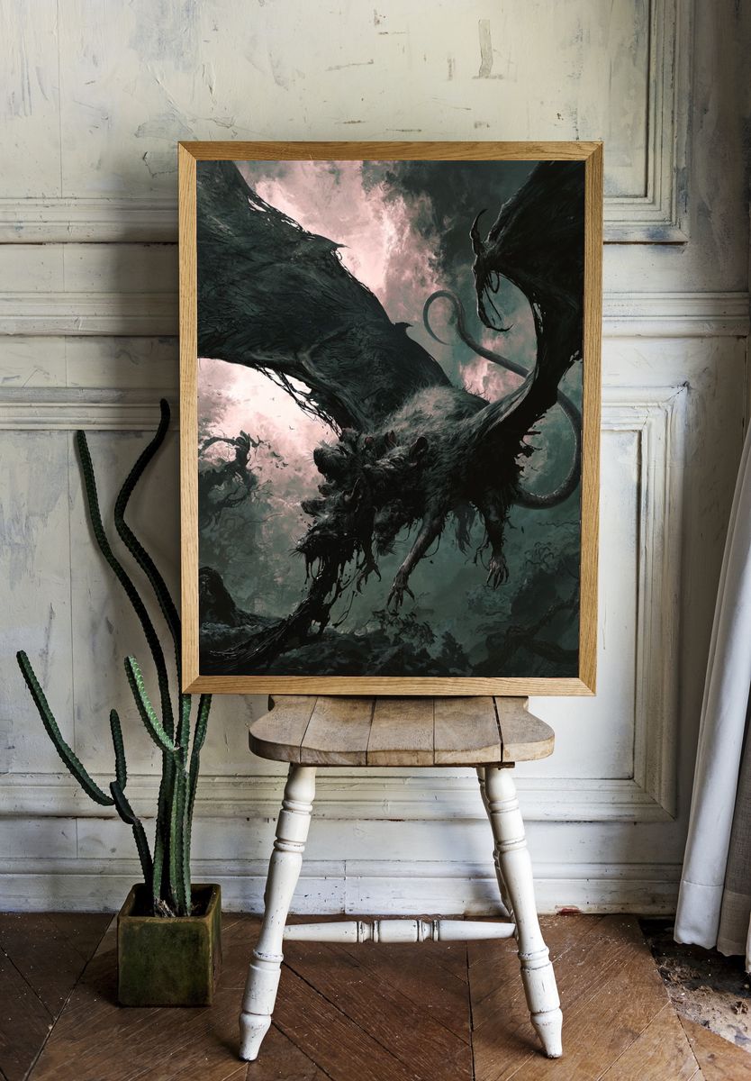 Dark Dragon Fantasy Print. — room view 1