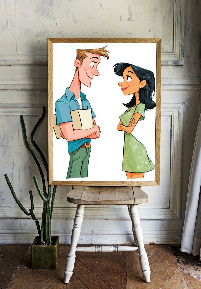 Romantic Couple Illustration Poster. room preview