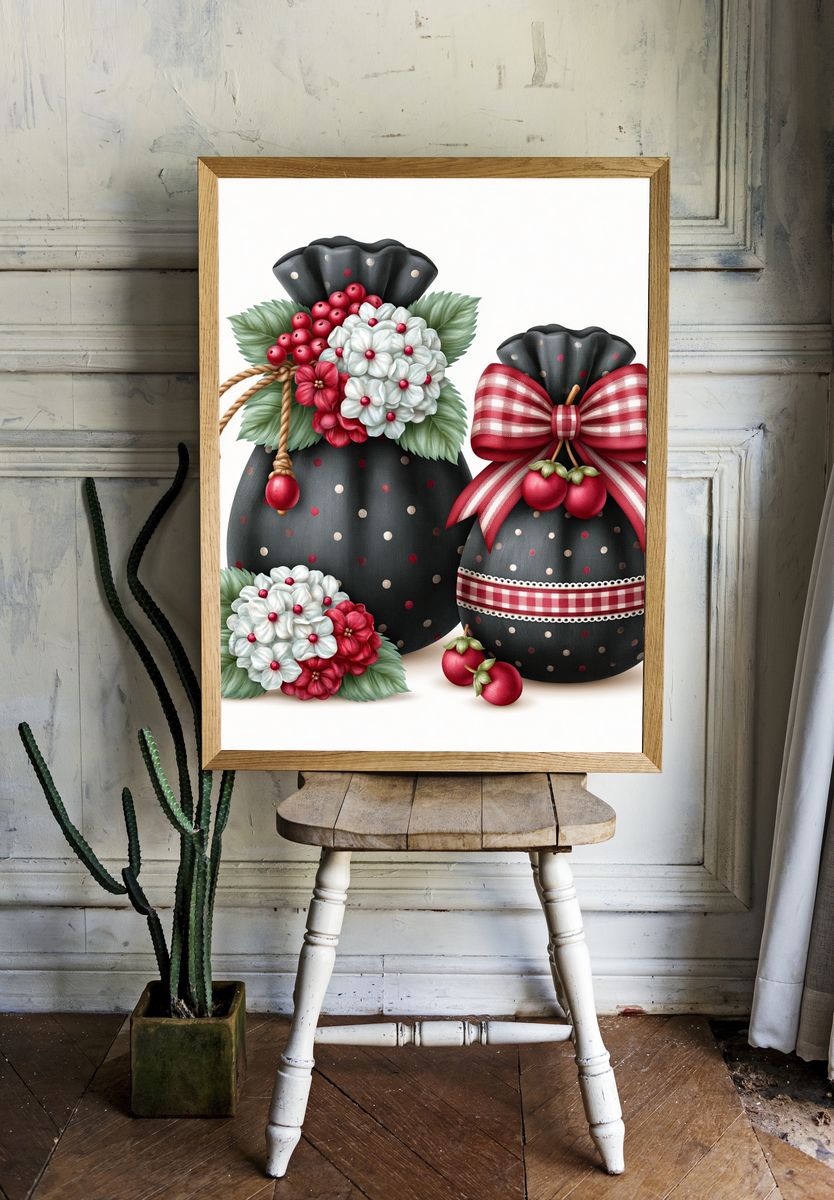 Christmas Gift Bags Illustration Poster. room preview