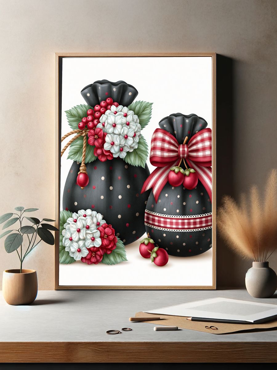 Christmas Gift Bags Illustration Poster. — room view 2