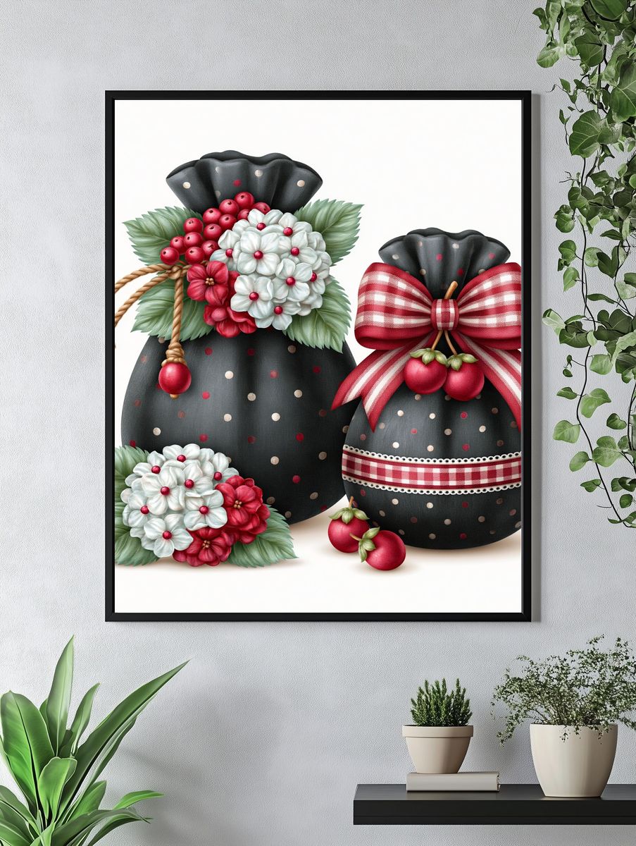 Christmas Gift Bags Illustration Poster. — room view 4