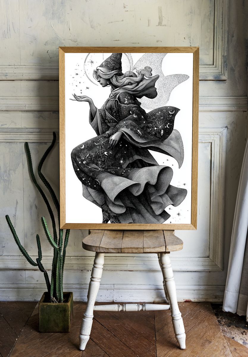 Celestial Witch Illustration Poster. room preview