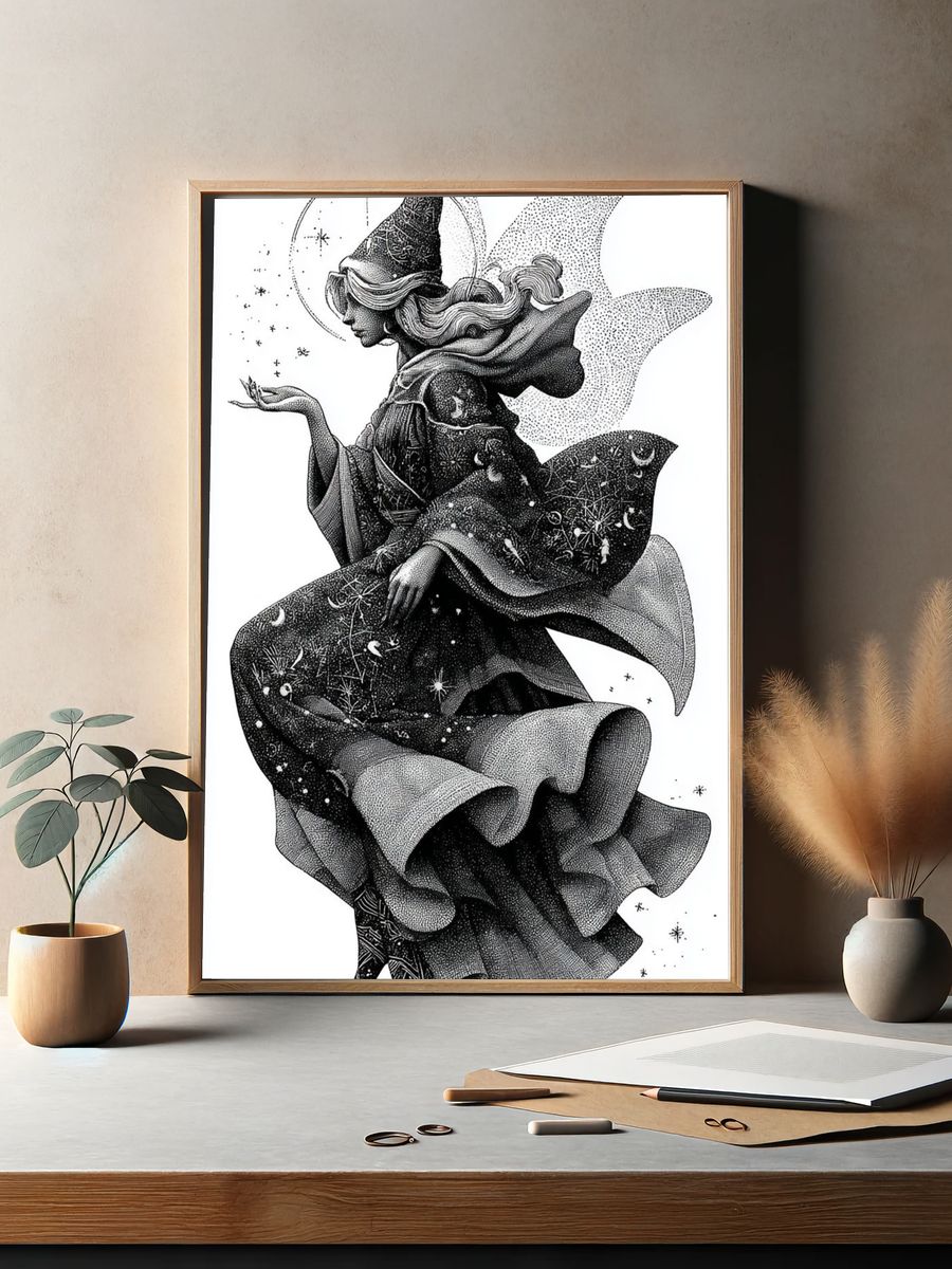 Celestial Witch Illustration Poster. — room view 2