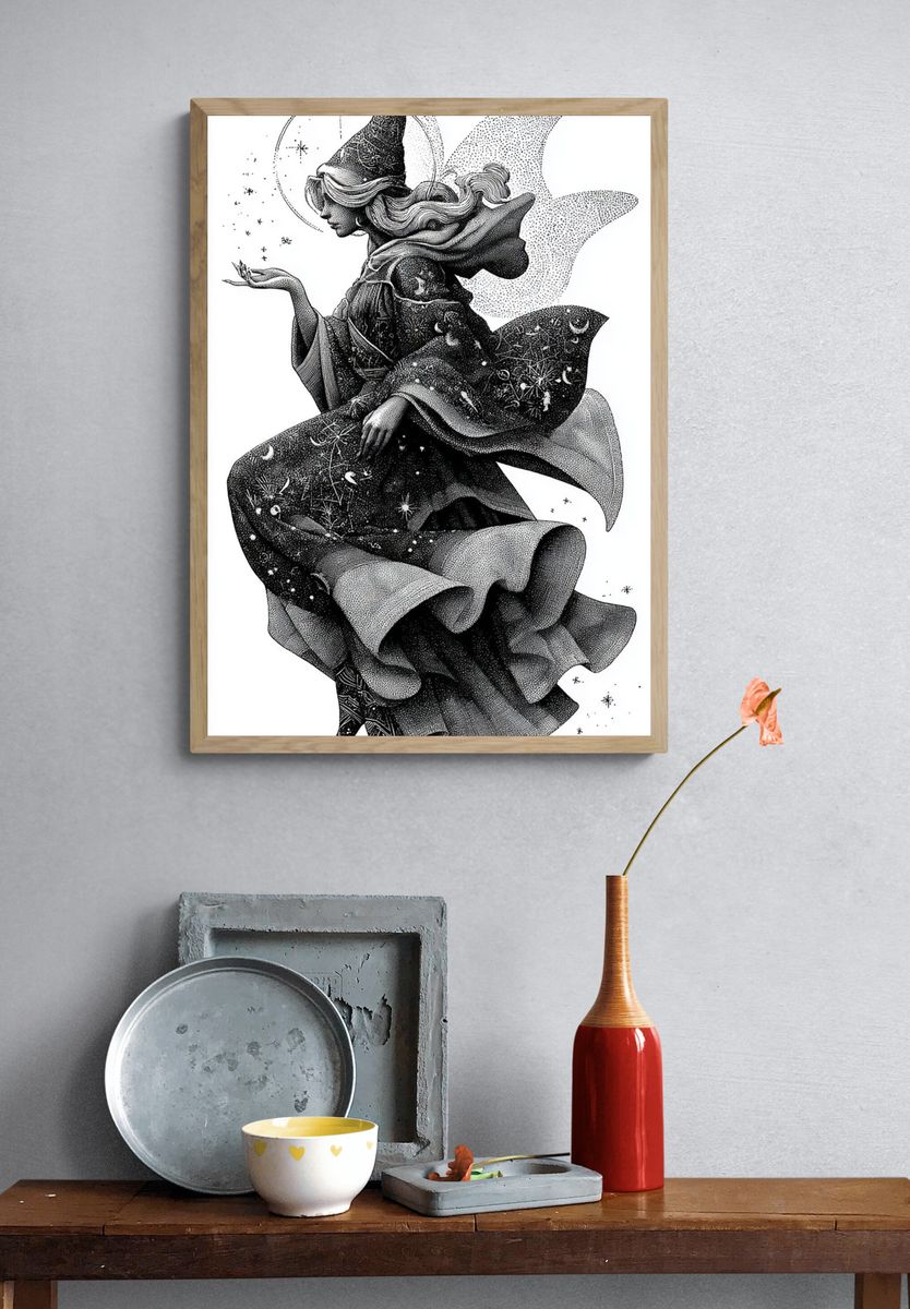 Celestial Witch Illustration Poster. — room view 3