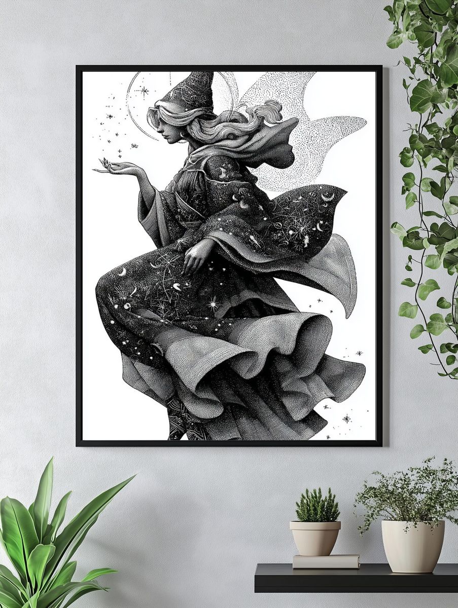 Celestial Witch Illustration Poster. — room view 4