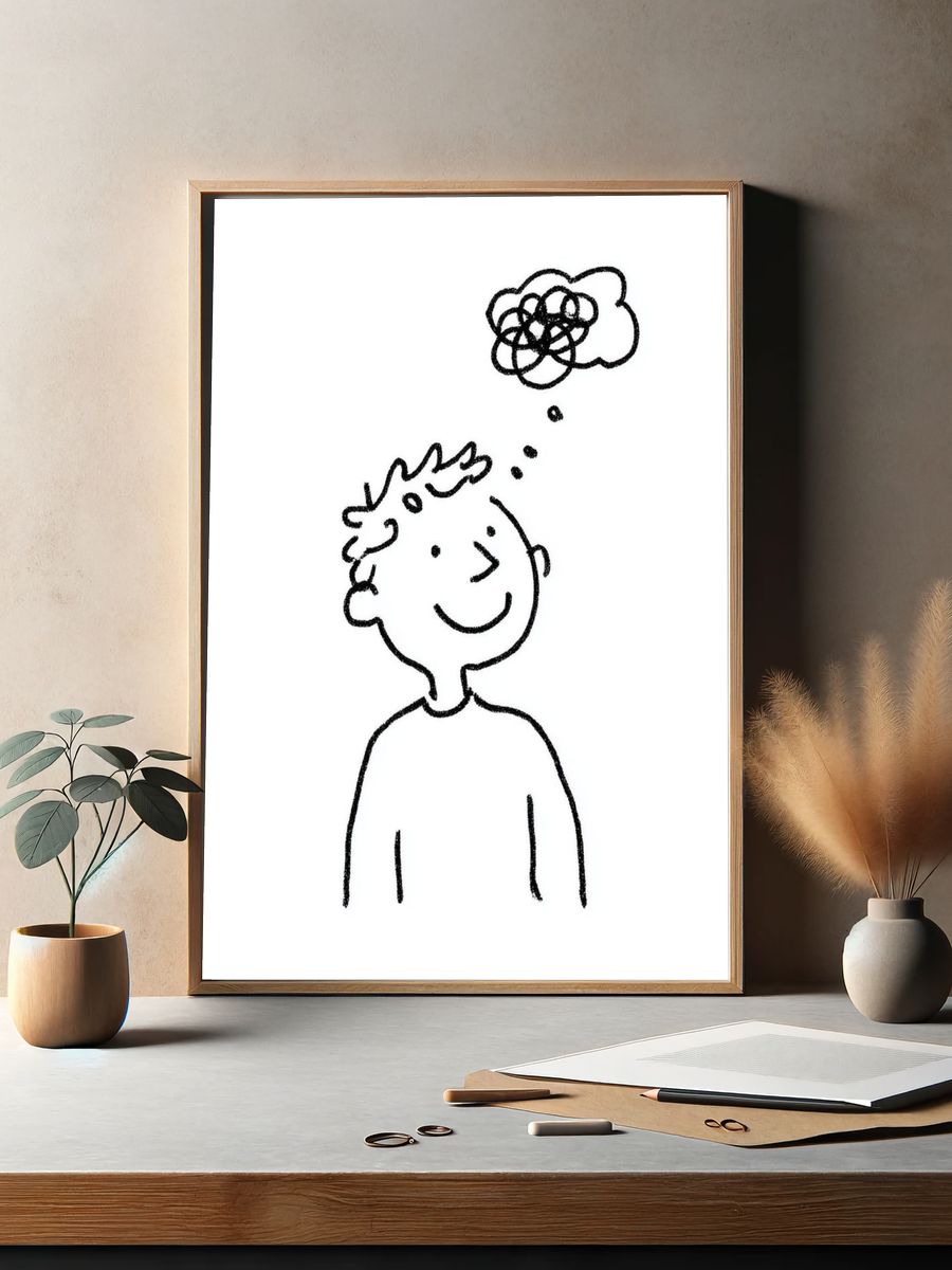 Thoughtful Child Line-Art Poster. — room view 2