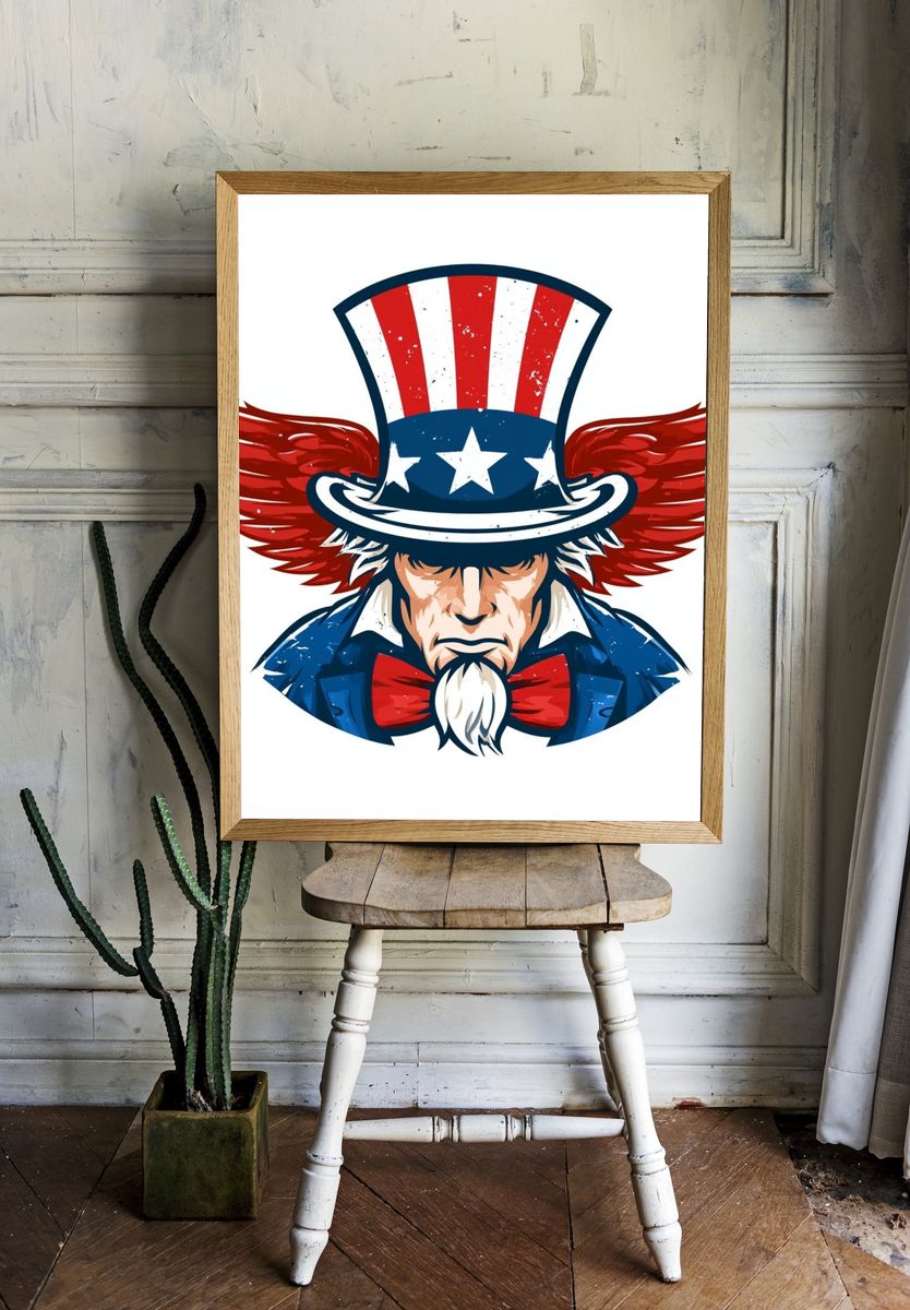 Uncle Sam Eagle Illustration Poster. room preview
