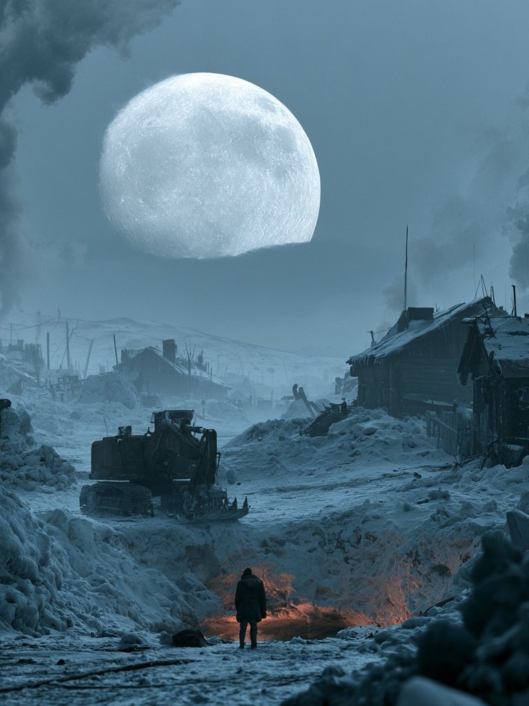 Frozen Moonlit Wasteland Print. poster — illustration art