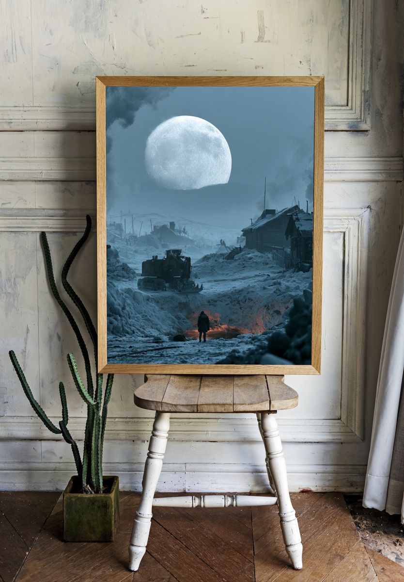 Frozen Moonlit Wasteland Print. room preview