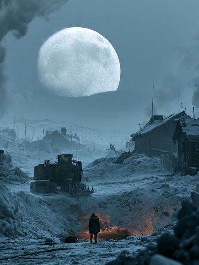 Frozen Moonlit Wasteland Print. poster