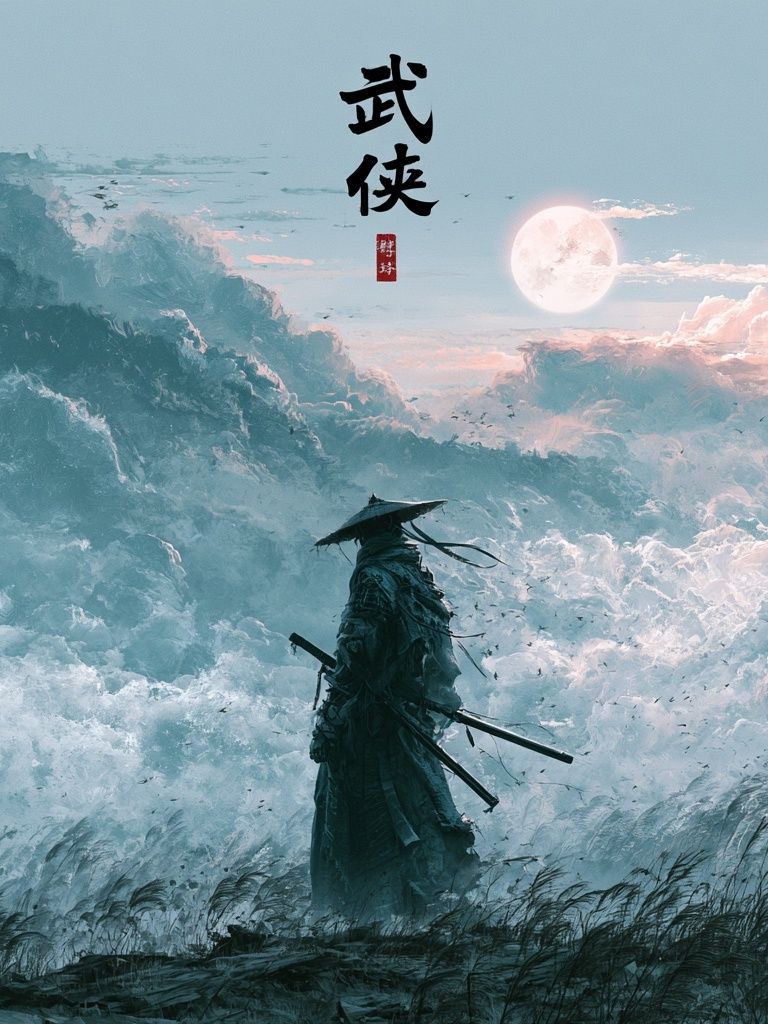 Samurai Moonlit Clouds Print. poster detail