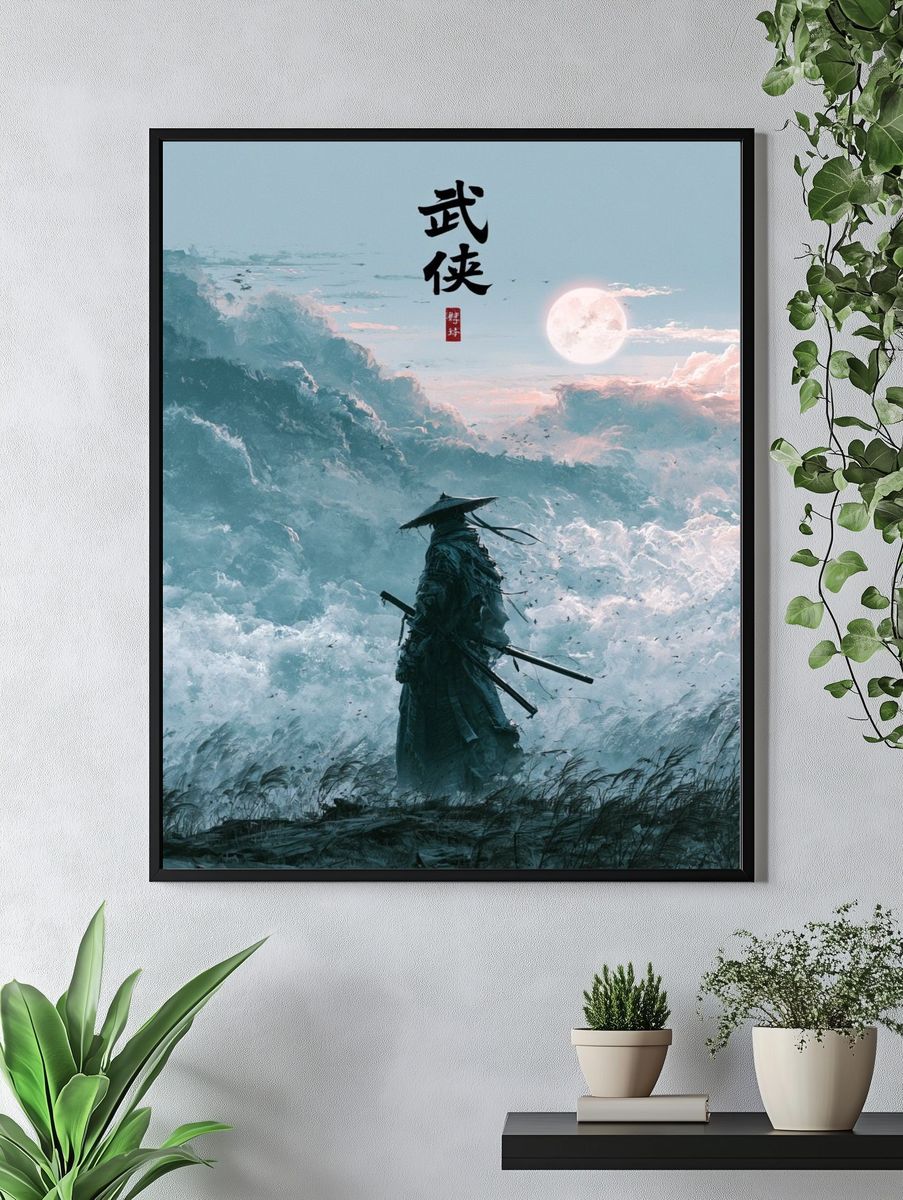 Samurai Moonlit Clouds Print. — room view 4