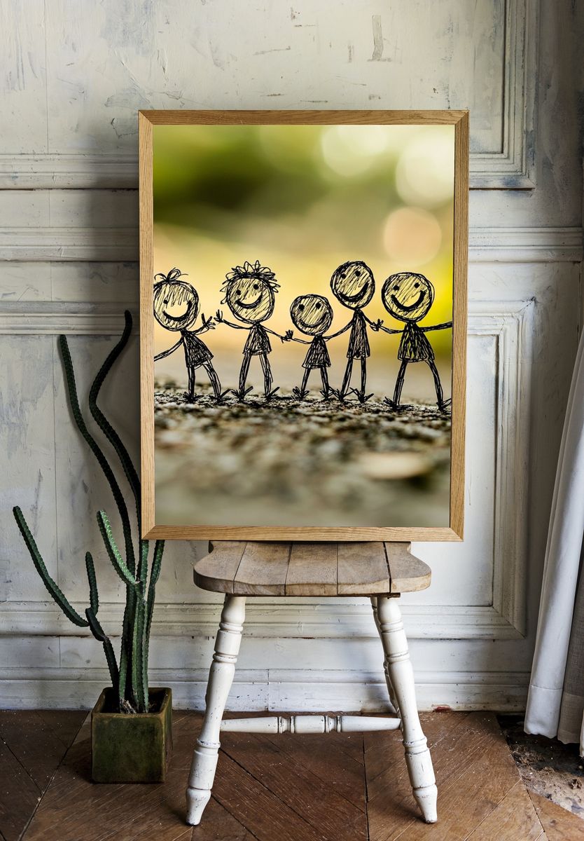 Happy Stick Figures Photography Poster. room preview