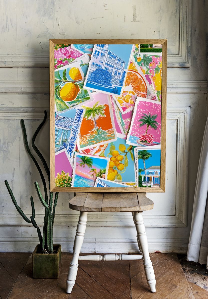 Tropical Collage Illustration Poster. room preview